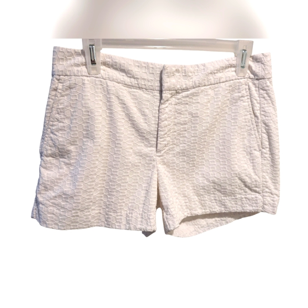 Banana Republic Hampton Fit White Shorts. Sz 8 Quilted Texture